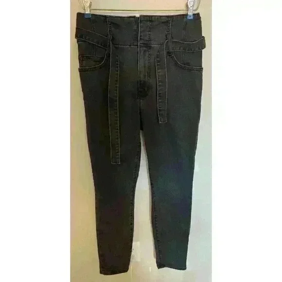 Current/Elliott Corset Stiletto High Rise Skinny Crop Jeans in Black size 28 - Picture 3 of 9